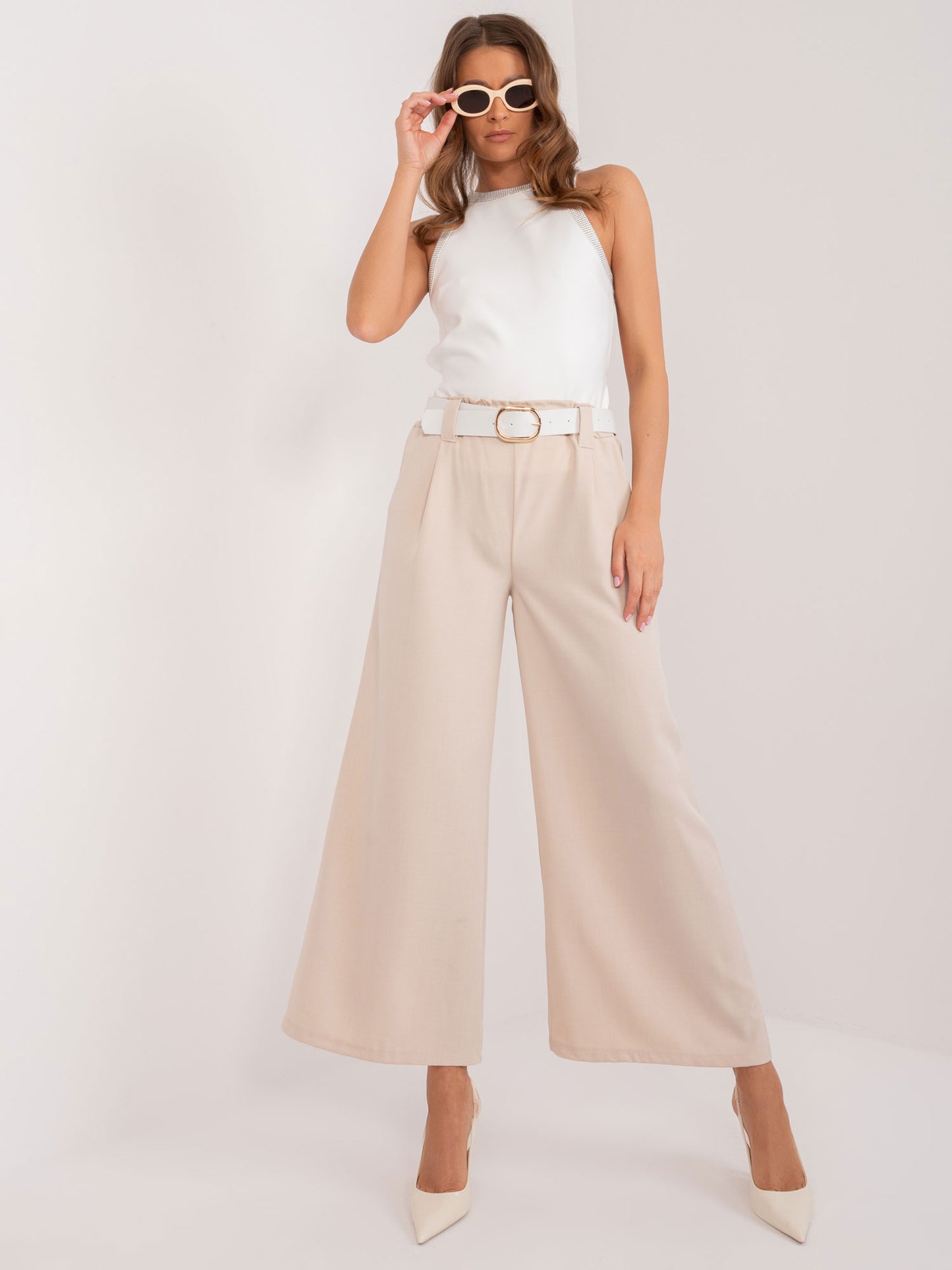 Culotte mit Taschen - Hellbeige