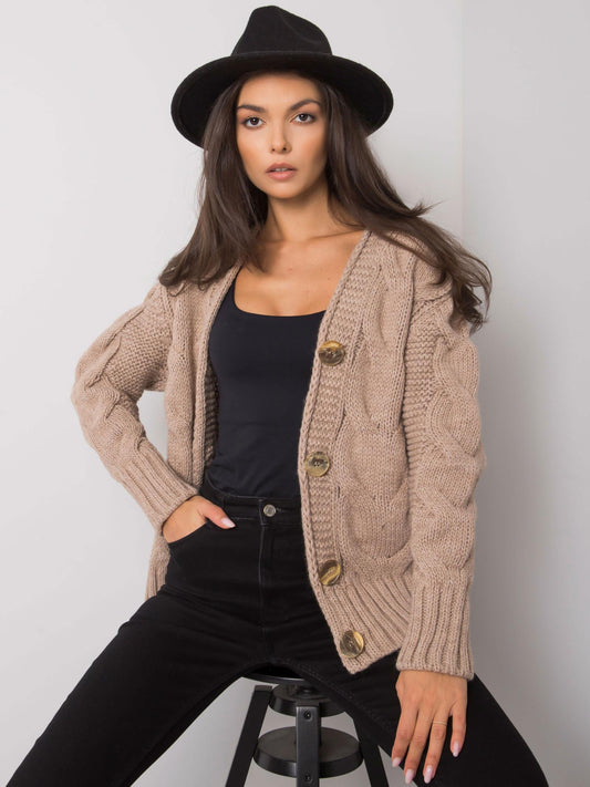 Louissine Strickjacke - Dunkelbeige